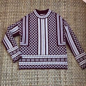 Tory Burch Burgundy & White Sweater